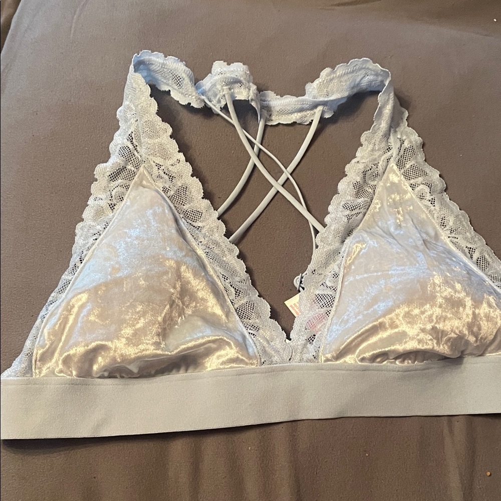 Victoria's Secret Velvet Lace Bralette - Silver